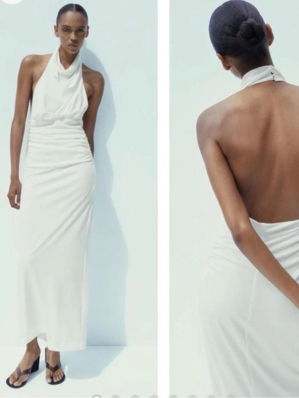 Zara NWT halter neck white long dress 3152/312